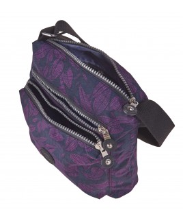 Lorenz Top Zip Cross-Body Crinkled Nylon Bag with a Back Zipped Pocket